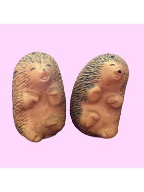 Vintage Ceramic Hedgehog Salt And Pepper Woodland Whimsy Shakers